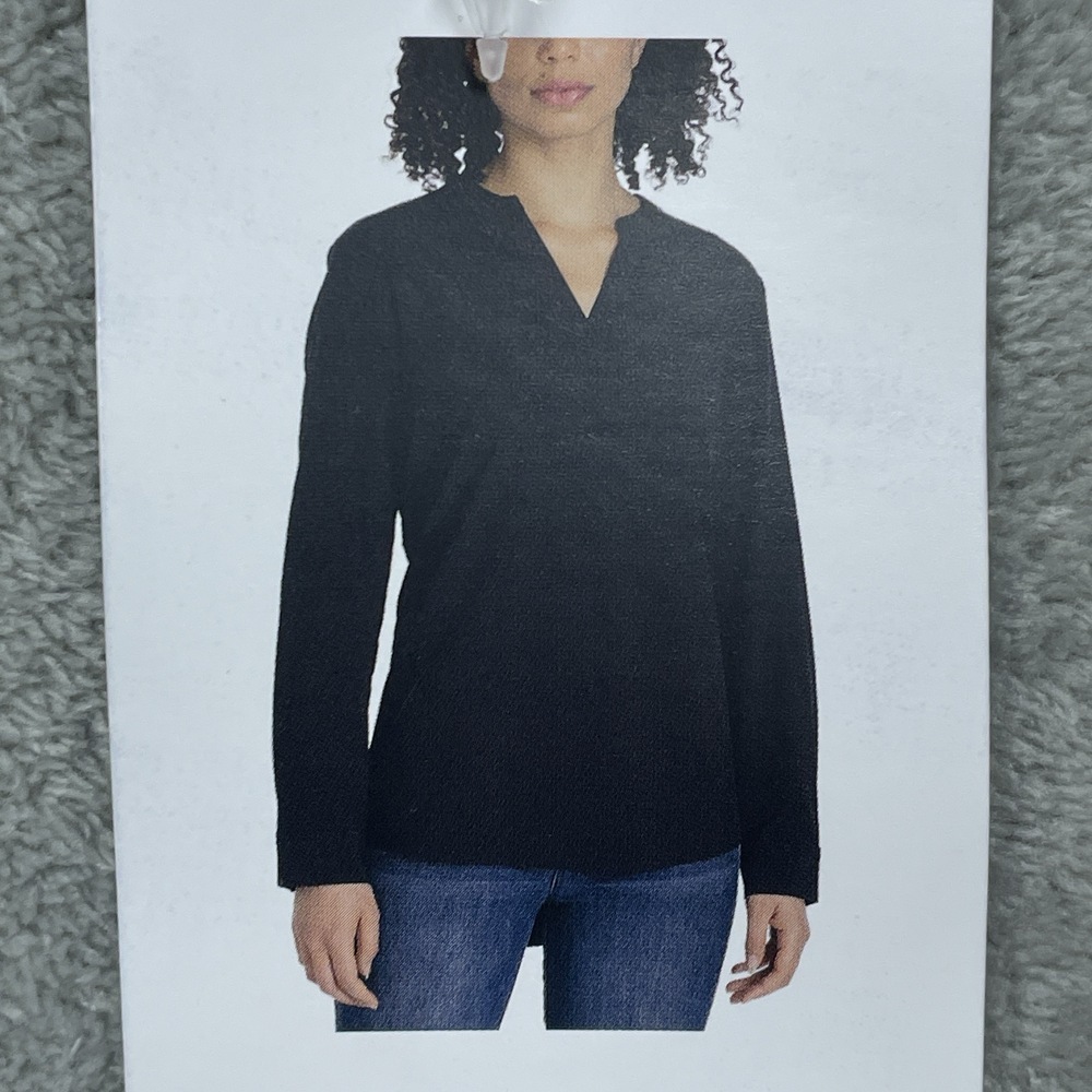 💥    REV Women's L Blouse Black Polyester Spandex e0121
